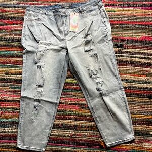 Size 24 ripped stretch faded jeans